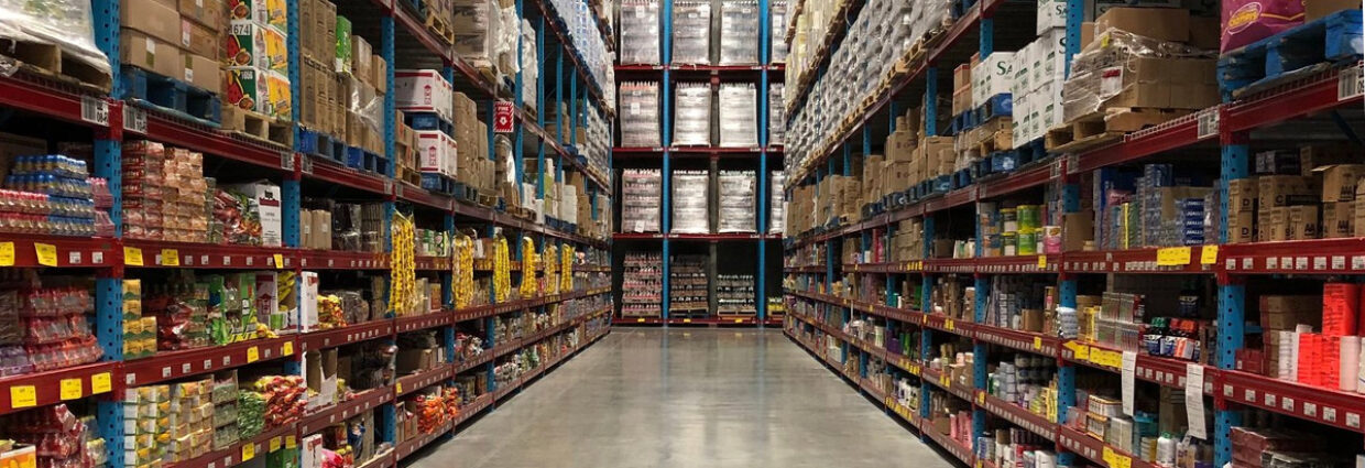 Full stocked shelves at Banner Wholesale Grocers
